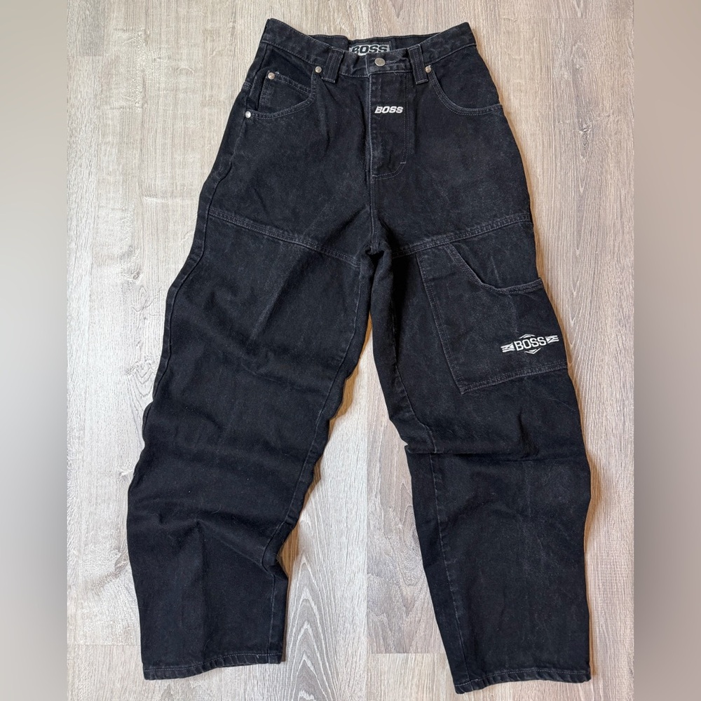 Y2K Boss Wide Leg Skater Pants – Faded Black – Excellent Shape